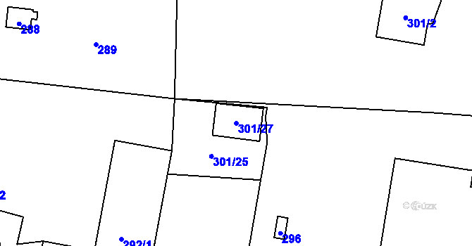 Parcela st. 301/27 v KÚ Stratov, Katastrální mapa