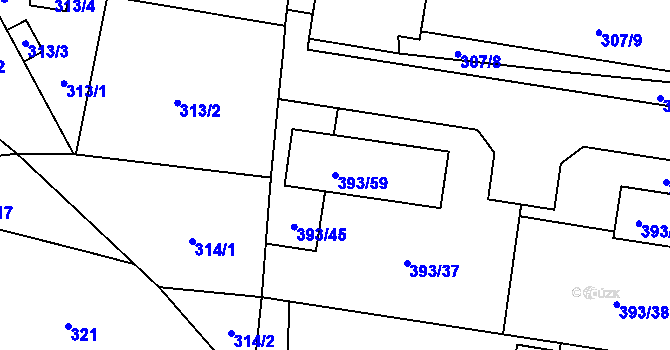 Parcela st. 393/59 v KÚ Stratov, Katastrální mapa