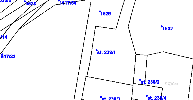 Parcela st. 238/1 v KÚ Pelechy, Katastrální mapa