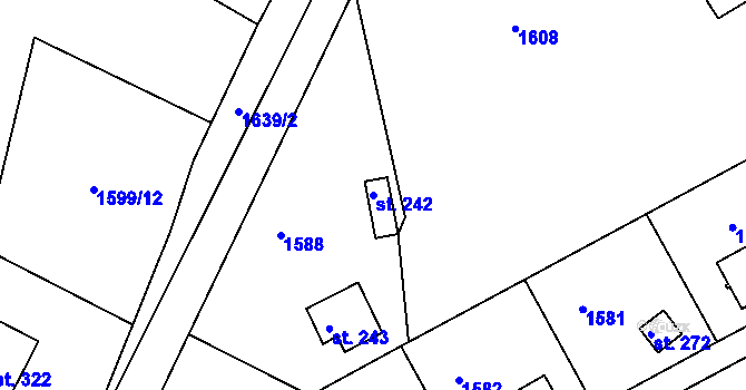 Parcela st. 242 v KÚ Pelechy, Katastrální mapa