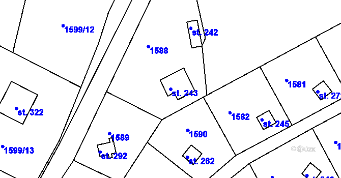 Parcela st. 243 v KÚ Pelechy, Katastrální mapa