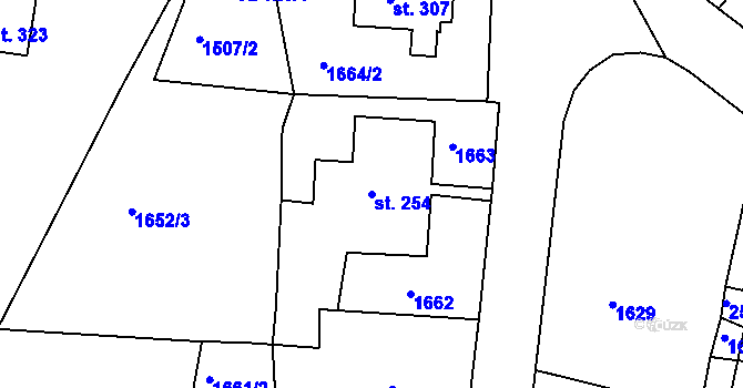 Parcela st. 254 v KÚ Pelechy, Katastrální mapa