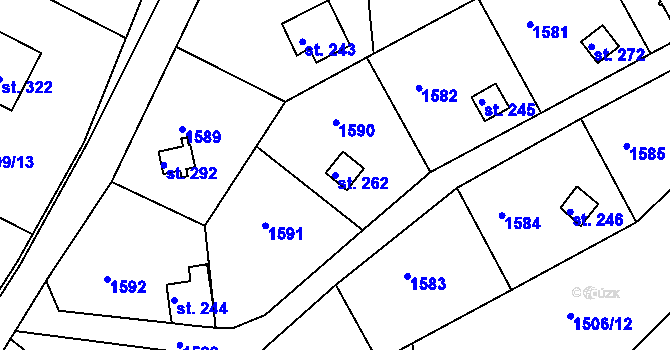 Parcela st. 262 v KÚ Pelechy, Katastrální mapa