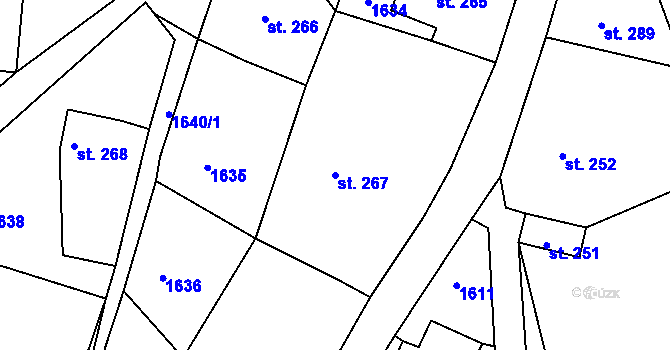 Parcela st. 267 v KÚ Pelechy, Katastrální mapa