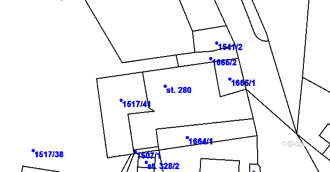 Parcela st. 280 v KÚ Pelechy, Katastrální mapa
