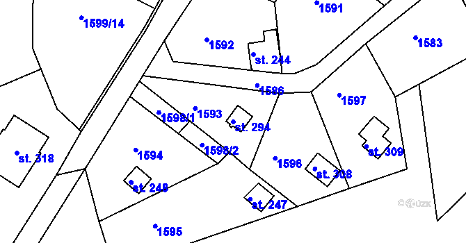 Parcela st. 294 v KÚ Pelechy, Katastrální mapa