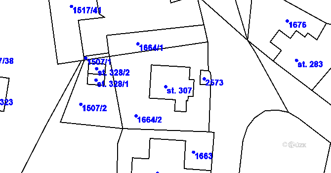 Parcela st. 307 v KÚ Pelechy, Katastrální mapa
