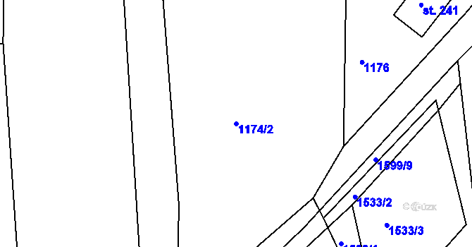 Parcela st. 1174/2 v KÚ Pelechy, Katastrální mapa