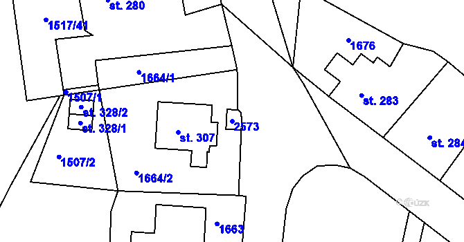 Parcela st. 2573 v KÚ Pelechy, Katastrální mapa