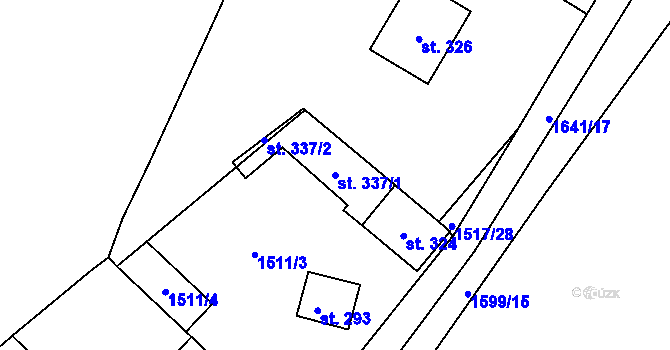 Parcela st. 337/1 v KÚ Pelechy, Katastrální mapa