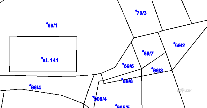 Parcela st. 69/4 v KÚ Stráž u Domažlic, Katastrální mapa