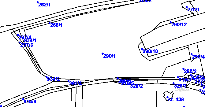 Parcela st. 290/1 v KÚ Stráž u Domažlic, Katastrální mapa