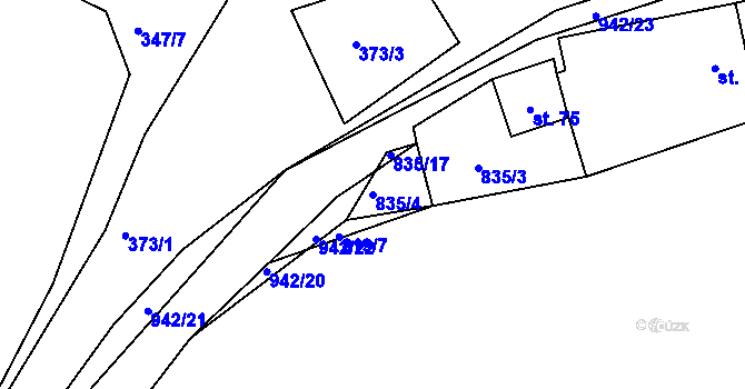 Parcela st. 835/4 v KÚ Stráž u Domažlic, Katastrální mapa