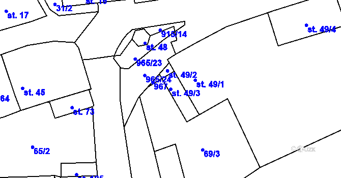 Parcela st. 49/3 v KÚ Stráž u Domažlic, Katastrální mapa