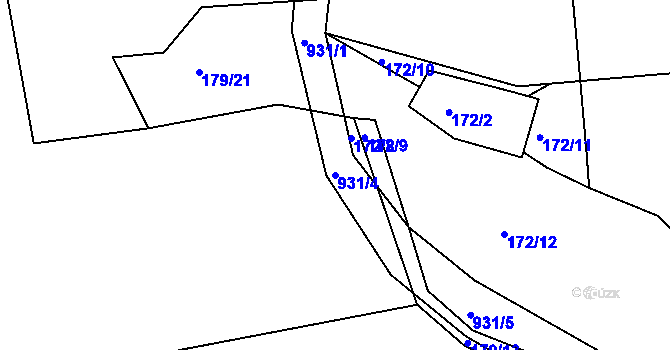 Parcela st. 931/4 v KÚ Stráž u Domažlic, Katastrální mapa