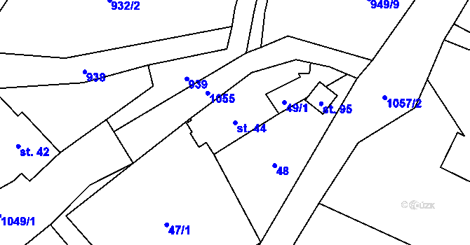 Parcela st. 44 v KÚ Souměř, Katastrální mapa