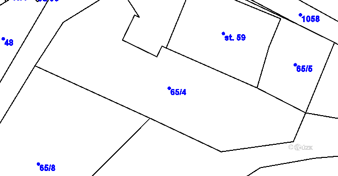 Parcela st. 65/4 v KÚ Souměř, Katastrální mapa