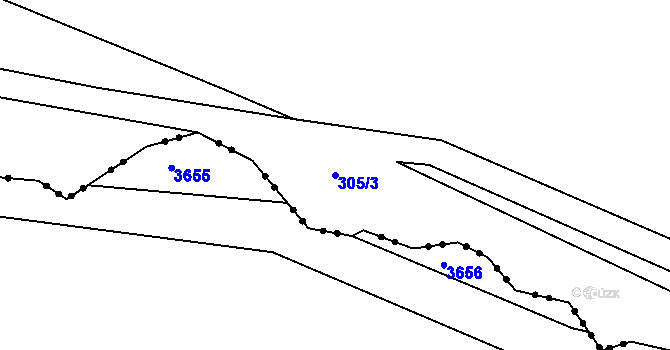 Parcela st. 305/3 v KÚ Souměř, Katastrální mapa