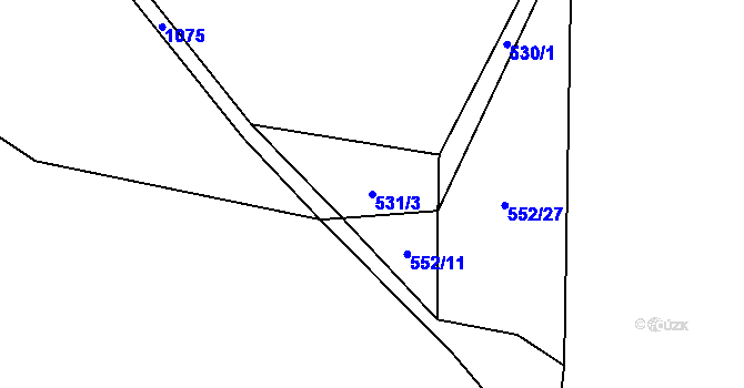 Parcela st. 531/3 v KÚ Souměř, Katastrální mapa