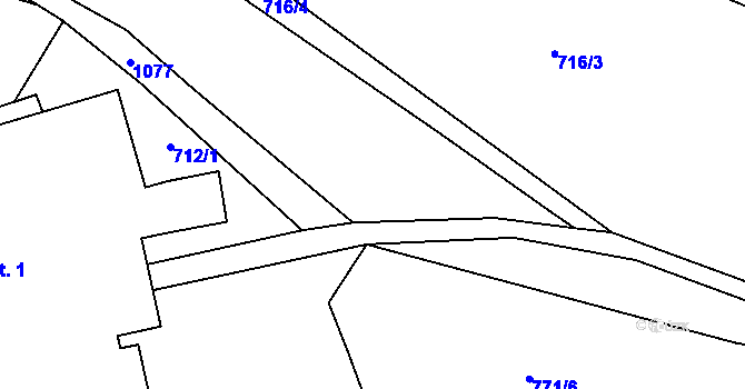 Parcela st. 713 v KÚ Souměř, Katastrální mapa