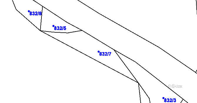 Parcela st. 832/7 v KÚ Souměř, Katastrální mapa