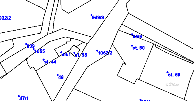 Parcela st. 1057/2 v KÚ Souměř, Katastrální mapa