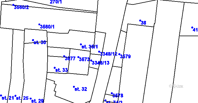 Parcela st. 3348/12 v KÚ Stráž u Tachova, Katastrální mapa