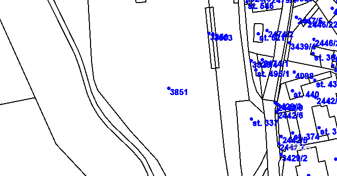 Parcela st. 3851 v KÚ Stráž u Tachova, Katastrální mapa