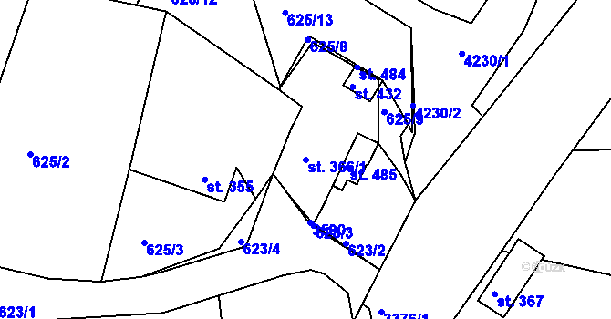 Parcela st. 366/1 v KÚ Stráž u Tachova, Katastrální mapa