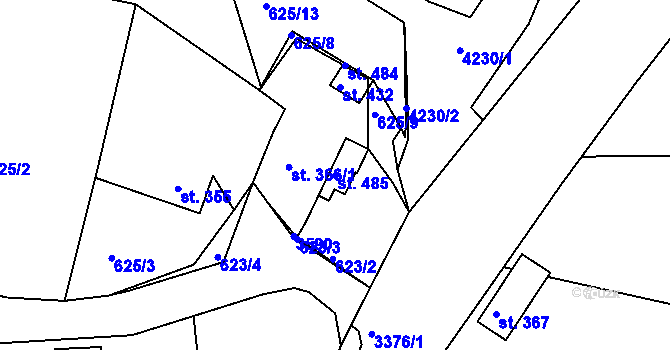 Parcela st. 485 v KÚ Stráž u Tachova, Katastrální mapa