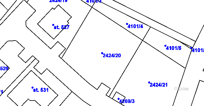 Parcela st. 2424/20 v KÚ Stráž u Tachova, Katastrální mapa