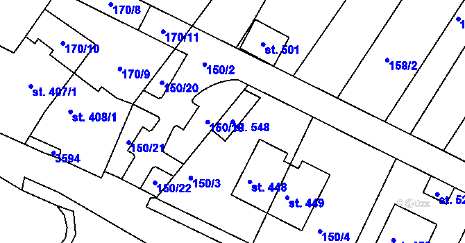 Parcela st. 548 v KÚ Stráž u Tachova, Katastrální mapa