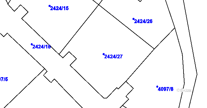 Parcela st. 2424/27 v KÚ Stráž u Tachova, Katastrální mapa