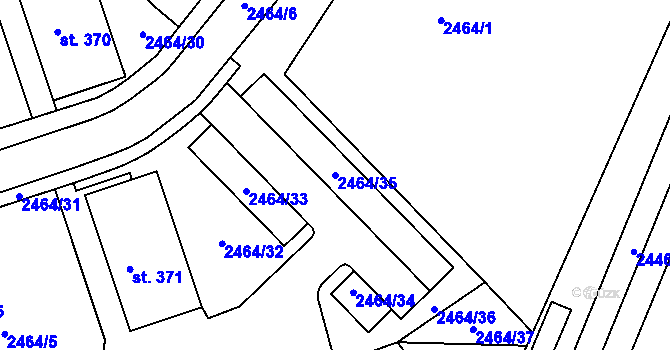 Parcela st. 2464/35 v KÚ Stráž u Tachova, Katastrální mapa