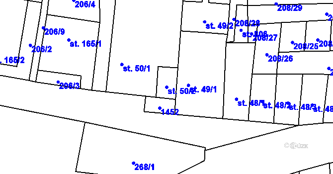 Parcela st. 50/2 v KÚ Stráž nad Nežárkou, Katastrální mapa