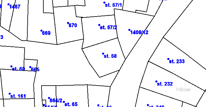 Parcela st. 58 v KÚ Stráž nad Nežárkou, Katastrální mapa