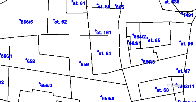 Parcela st. 64 v KÚ Stráž nad Nežárkou, Katastrální mapa