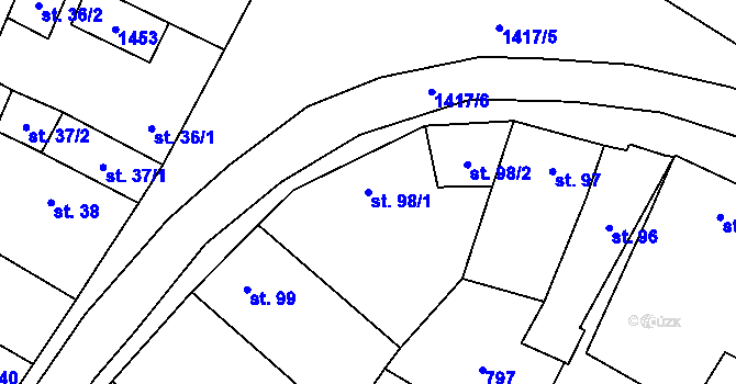 Parcela st. 98/1 v KÚ Stráž nad Nežárkou, Katastrální mapa