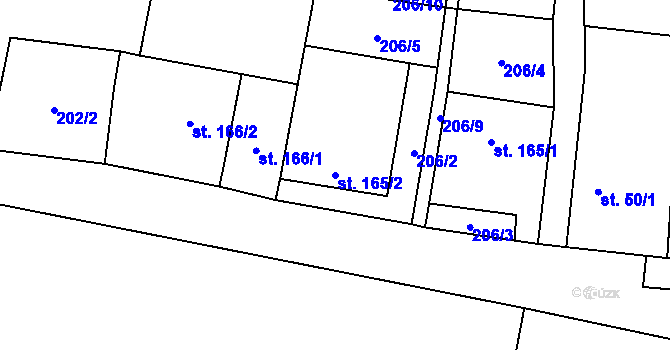 Parcela st. 165/2 v KÚ Stráž nad Nežárkou, Katastrální mapa