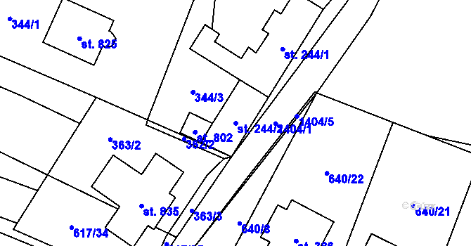 Parcela st. 244/2 v KÚ Stráž nad Nežárkou, Katastrální mapa