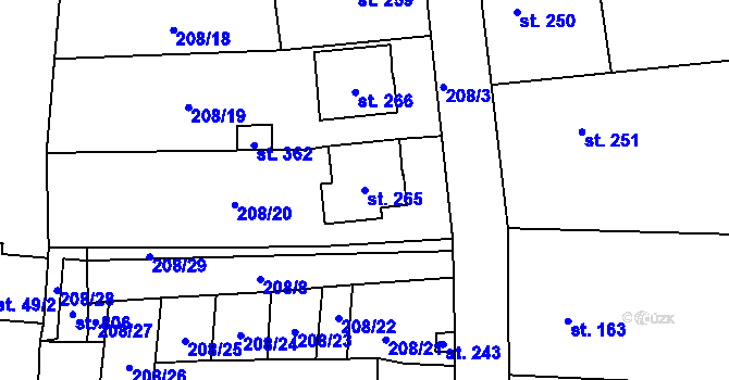 Parcela st. 265 v KÚ Stráž nad Nežárkou, Katastrální mapa