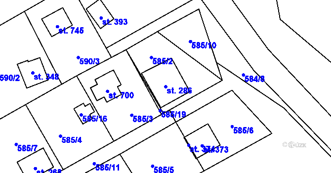 Parcela st. 286 v KÚ Stráž nad Nežárkou, Katastrální mapa