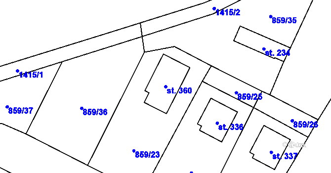 Parcela st. 360 v KÚ Stráž nad Nežárkou, Katastrální mapa