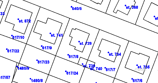 Parcela st. 729 v KÚ Stráž nad Nežárkou, Katastrální mapa