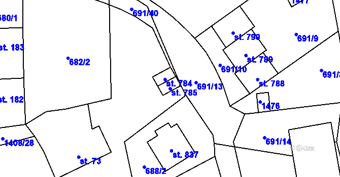 Parcela st. 785 v KÚ Stráž nad Nežárkou, Katastrální mapa