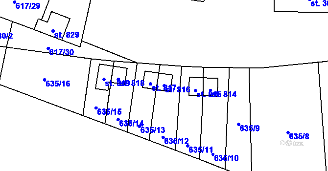 Parcela st. 816 v KÚ Stráž nad Nežárkou, Katastrální mapa