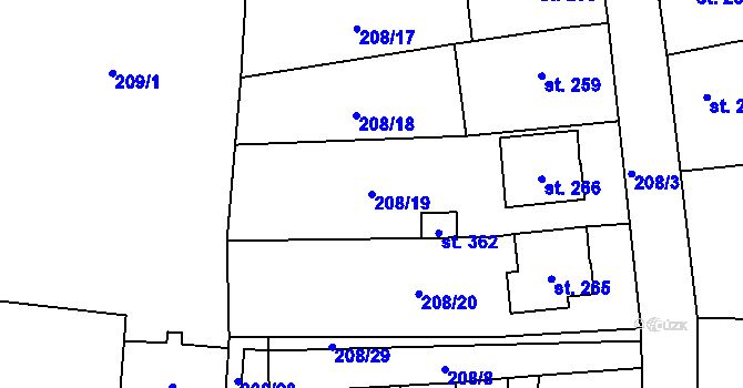 Parcela st. 208/19 v KÚ Stráž nad Nežárkou, Katastrální mapa