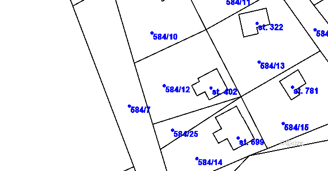Parcela st. 584/12 v KÚ Stráž nad Nežárkou, Katastrální mapa