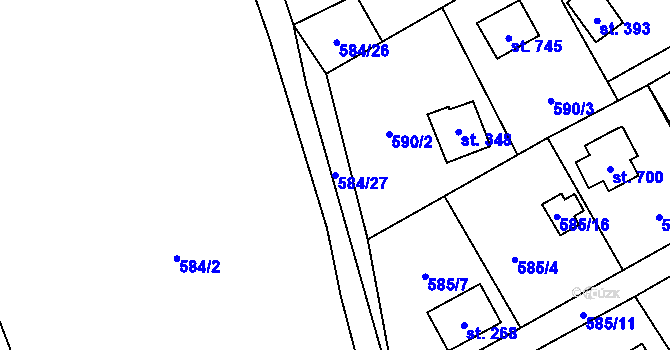 Parcela st. 584/27 v KÚ Stráž nad Nežárkou, Katastrální mapa