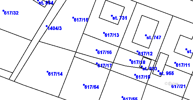 Parcela st. 617/16 v KÚ Stráž nad Nežárkou, Katastrální mapa